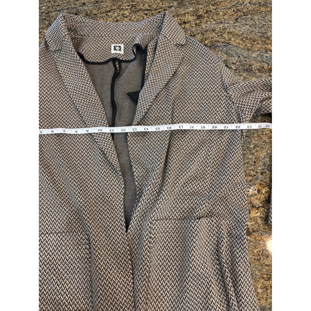 Anne Klein Brown Black Chevron Knit Pant Suit Set Blazer Trousers Professional L - Picture 4 of 16